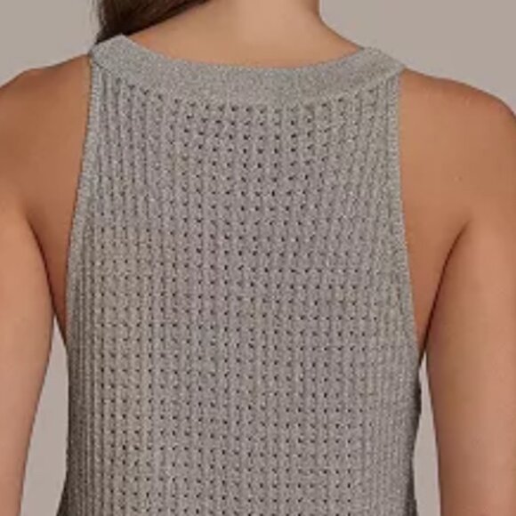 Donna Karan New York Women's Metallic Open-Weave Sweater Tank grey color/ XL - Picture 14 of 15